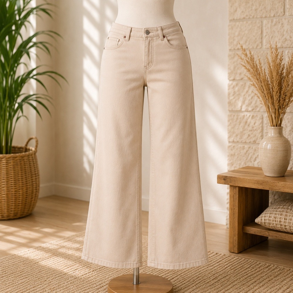 Peace Love World Wide Leg Jeans Womens 14P Peach High Rise Denim Pants